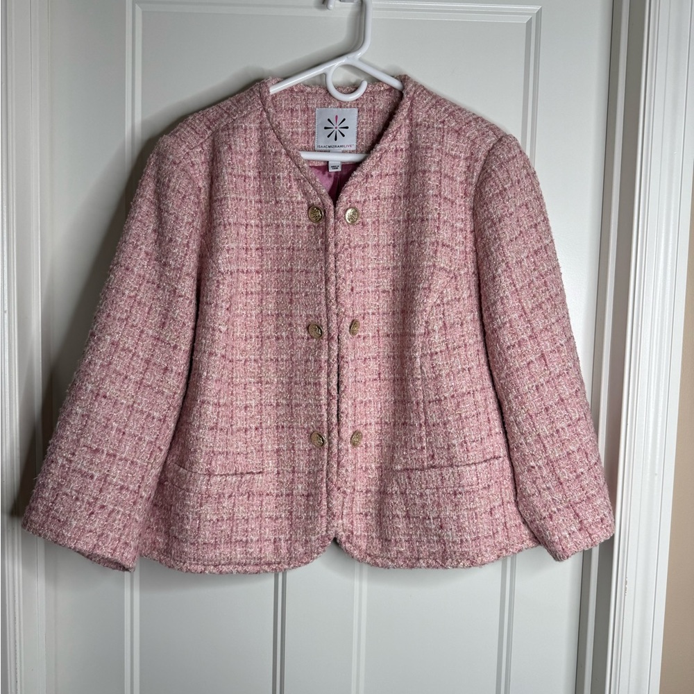 NWT, Isaac Mizrahi Live! Woven Tweed Lady Jacket with Pockets, 3X
